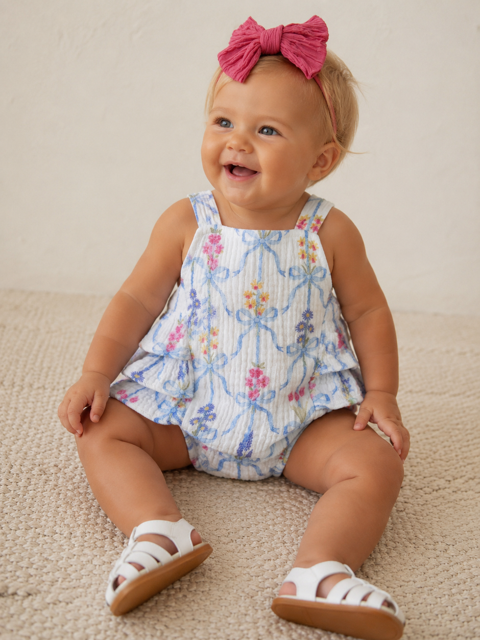 Ruffle Sunsuit, Ribbon Bouquets