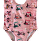 Pink Golf Cart / Monaco Swimsuit / UPF 50+