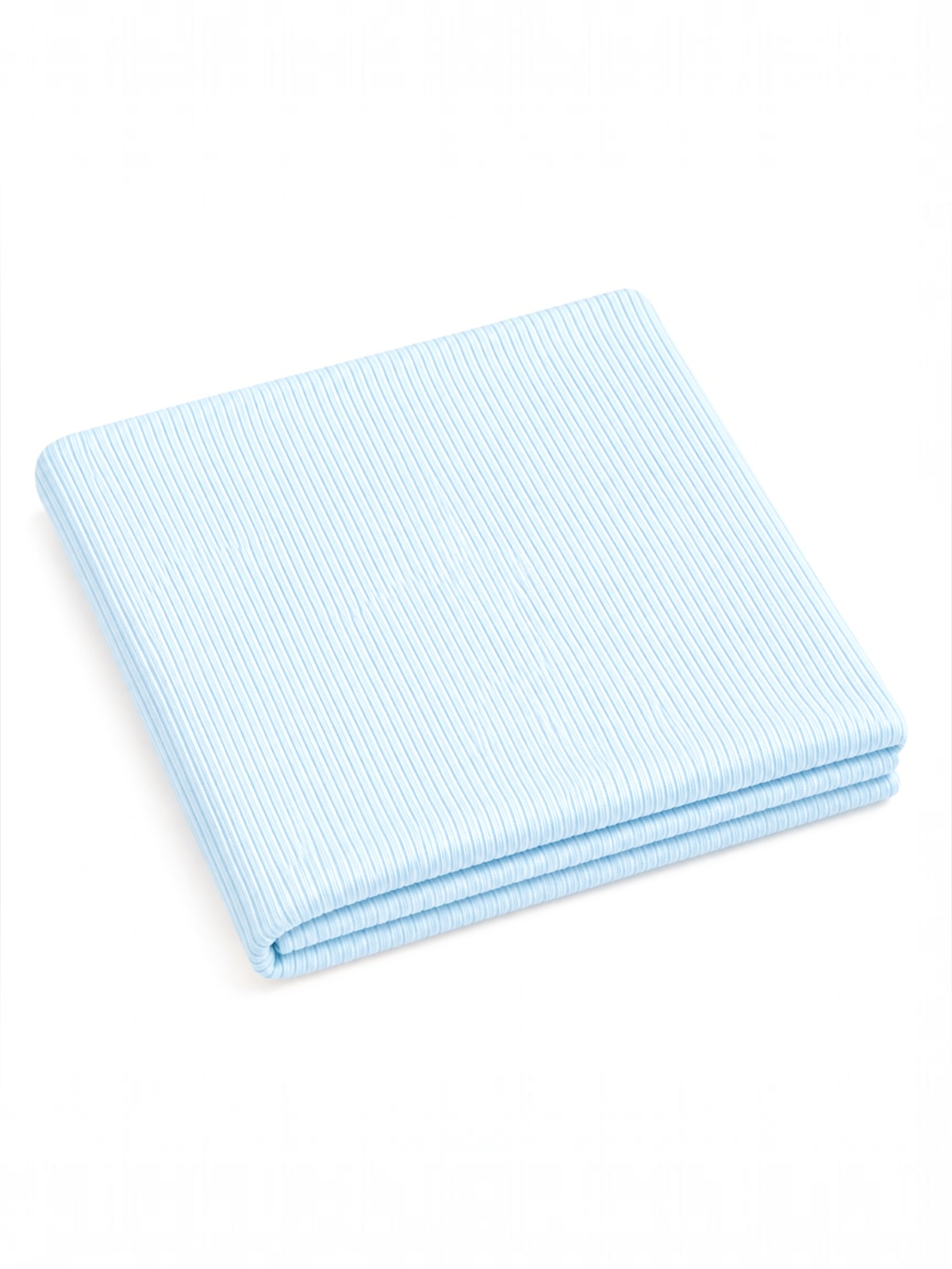 Light blue striped fabric folded neatly, ideal for bedding or crafts.