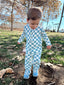 Blueberry Muffin Checkerboard / Organic Wells Top + Pant Set