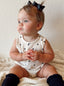 Organic Waffle Bubble Romper, Black Heart