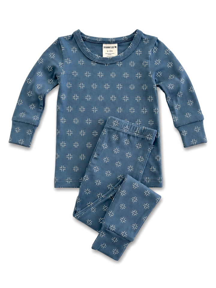 2-Piece Set, Steel Blue Geo