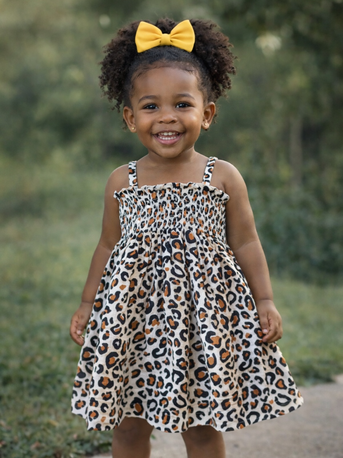 Leopard / Muslin Smocked Tube Dress