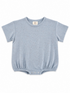 Light blue baby bodysuit with short sleeves and elastic around the waist, featuring a sprinkle pattern.