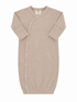 Light beige newborn sleep sack with ribbed texture and snap buttons, designed for comfort and ease of use.