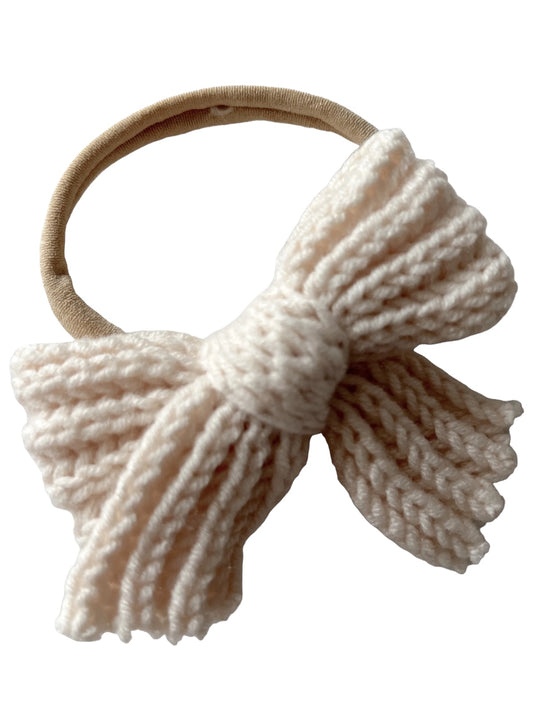 Sweater Bow Headband, Ivory