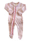 Pink Stripe / Organic Ribbed Frill Zip Footie