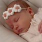 Crochet Flower Headband, White/Rose