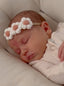 Crochet Flower Headband, White/Rose