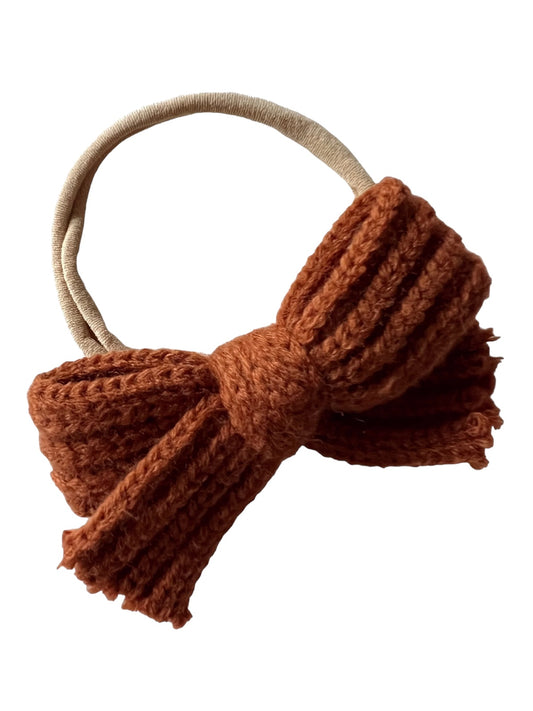 Sweater Bow Headband, Cognac