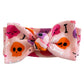 Organic Waffle Knotted Gown & Bow Set, Candy Skulls Pink