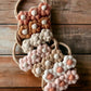 Crochet Flower Headband, Pink/Ivory
