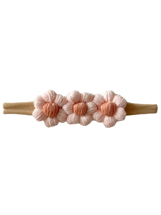 Crochet Flower Headband, Pink/Rose