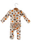 Organic Waffle Ruffle Zip Footie, Harvest Pumpkin