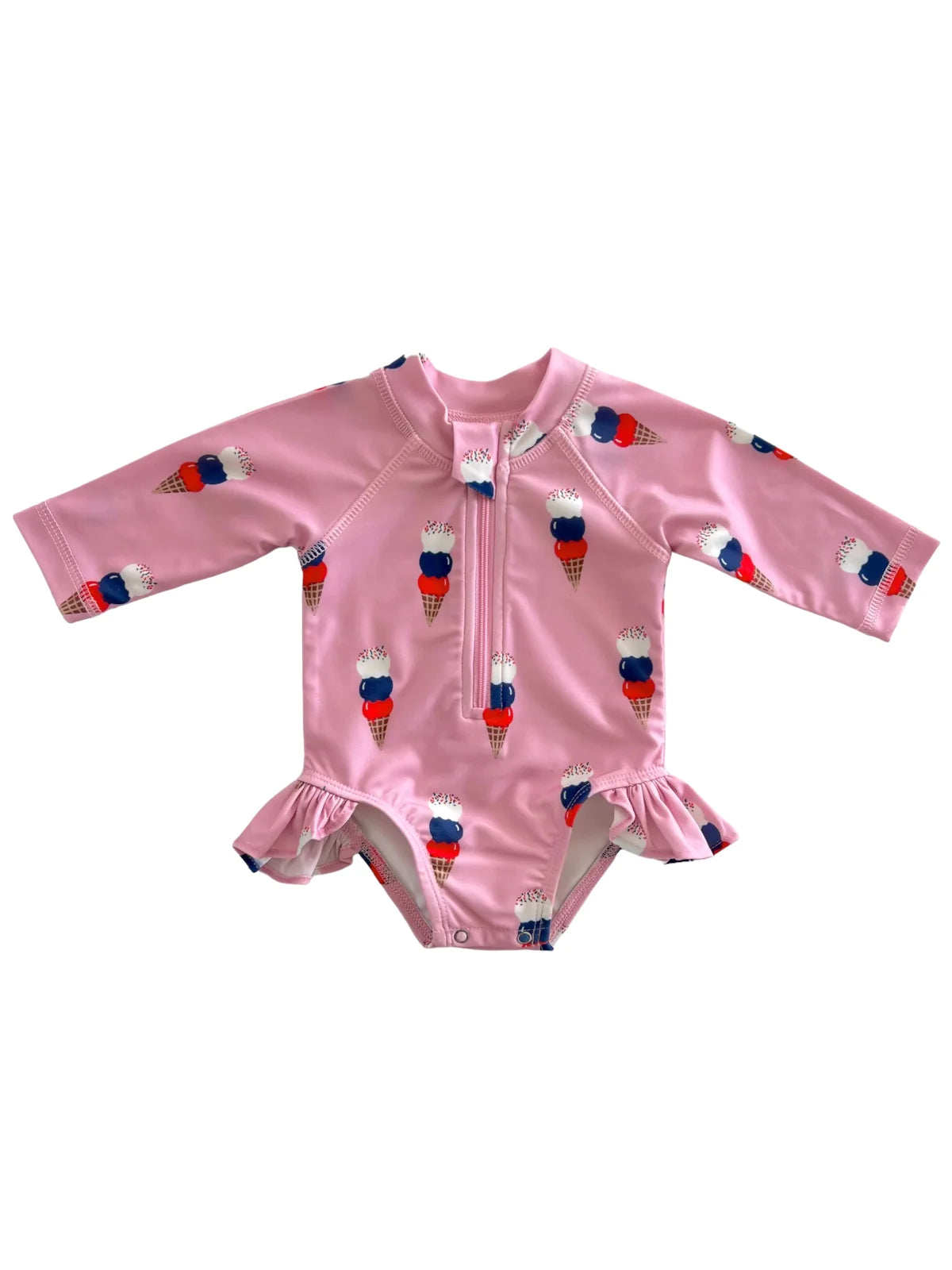 Pink Ice Cream / Skipper Rashguard Swimsuit / UPF 50+