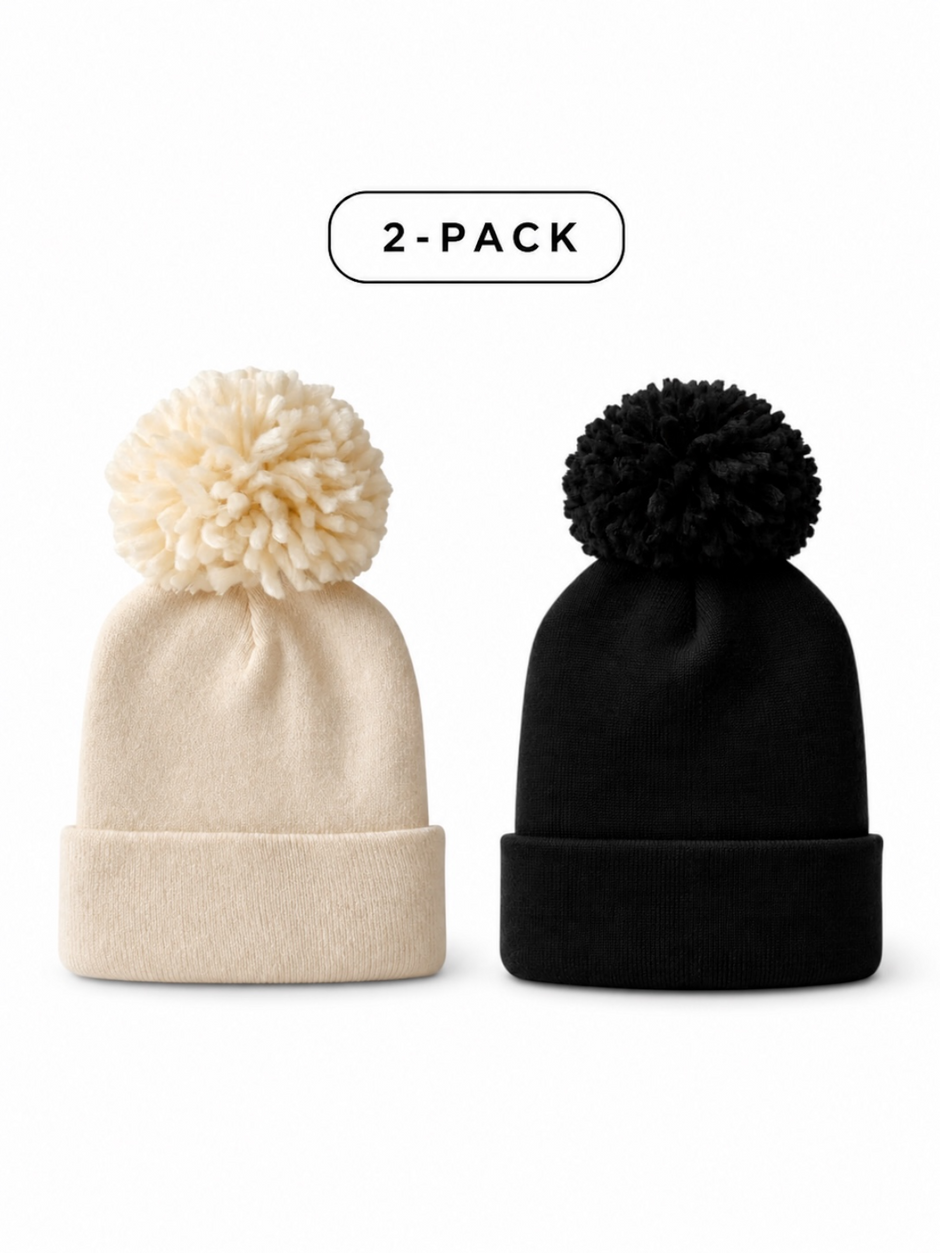 2-Pack Baby's First Hat®, Sand/Black Pom