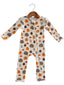 Organic Waffle Basic Zip Romper, Harvest Pumpkin