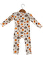 Organic Waffle Basic Zip Romper, Harvest Pumpkin