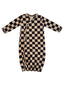 Tiramisu/Black Checkerboard / Organic Gown