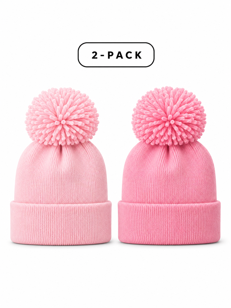 2-Pack Baby's First Hat®, Pink/Petal Pink Pom