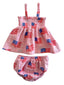 Muslin Smocked Top & Bloomer, American Flag Pink