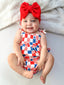 Red, White, Blue & Pink Checkerboard / Organic Smocked Set