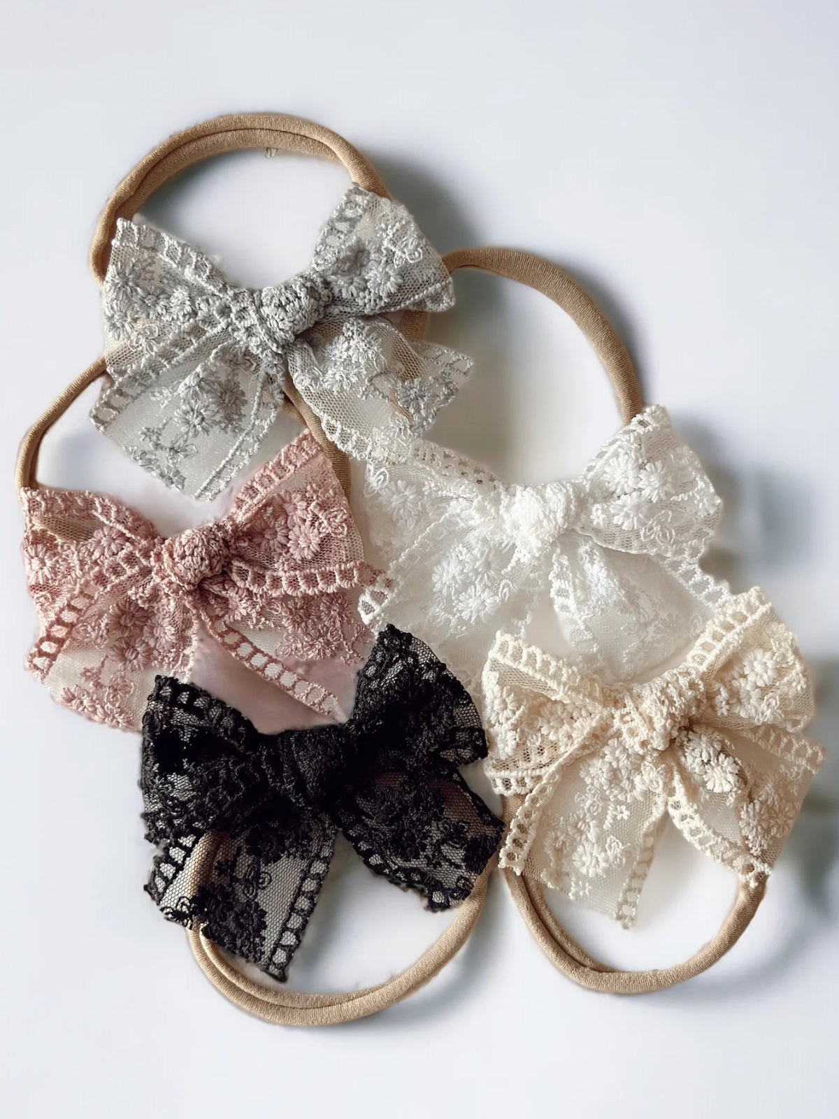 Lace Bow Headband, Antique Rose