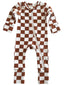 Stracciatella Checkerboard / Organic 2-Way Zip Romper