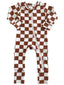 Stracciatella Checkerboard / Organic 2-Way Zip Romper