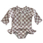 Tiramisu Checkerboard / Skipper Rashguard Swimsuit / UPF 50+
