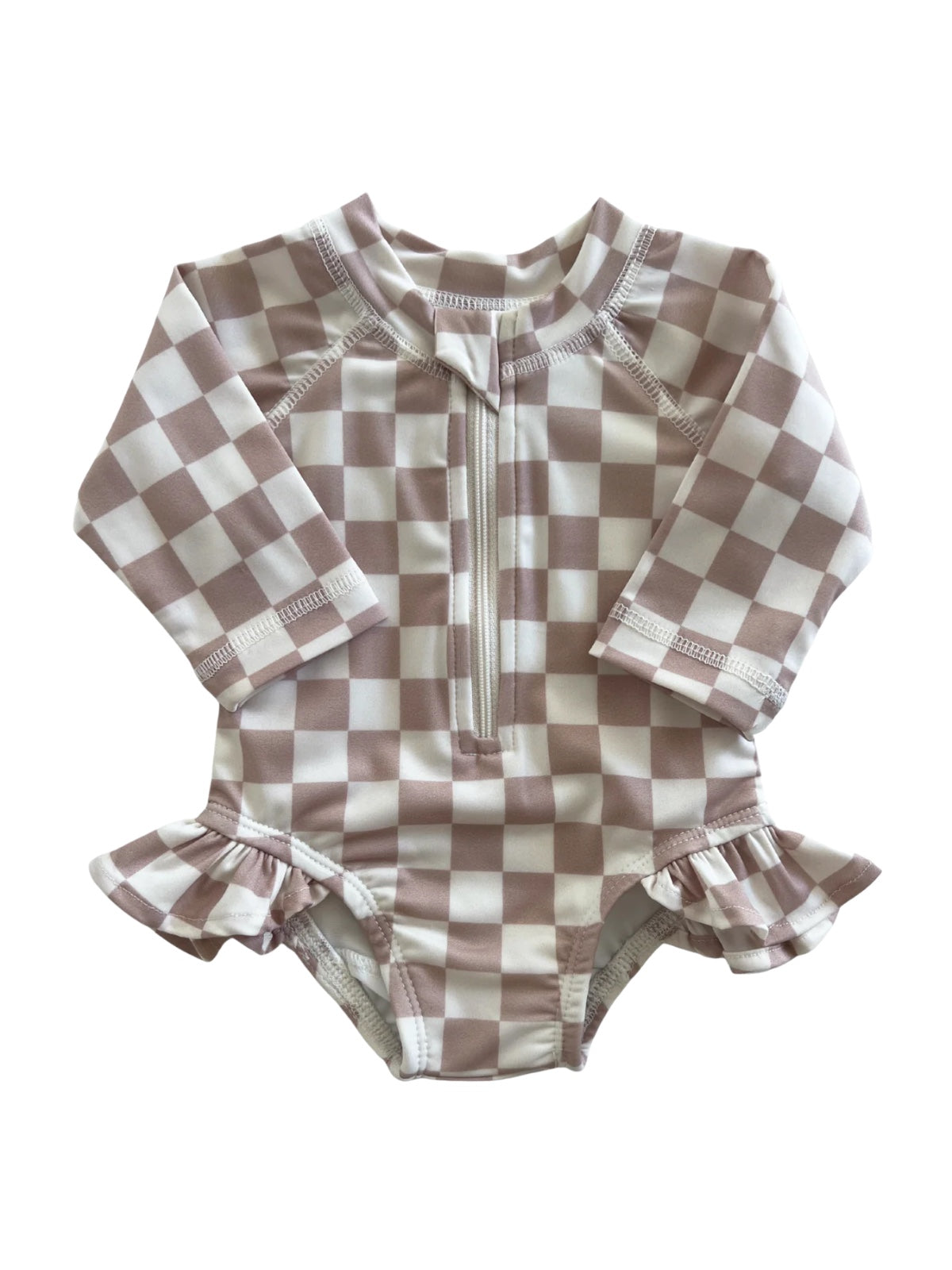 Tiramisu Checkerboard / Skipper Rashguard Swimsuit / UPF 50+