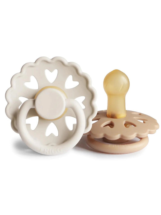 Andersen Fairytale Natural Rubber Pacifier 2-Pack, Cream/Silky Satin