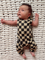 Tiramisu/Black Checkerboard / Organic Bay Jumpsuit