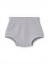 Gray waffle-knit baby shorts with a soft elastic waistband. Ideal for comfort and style.