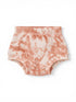 Peach tie-dye ribbed baby shorts with a soft waistband. Ideal for comfort and style.