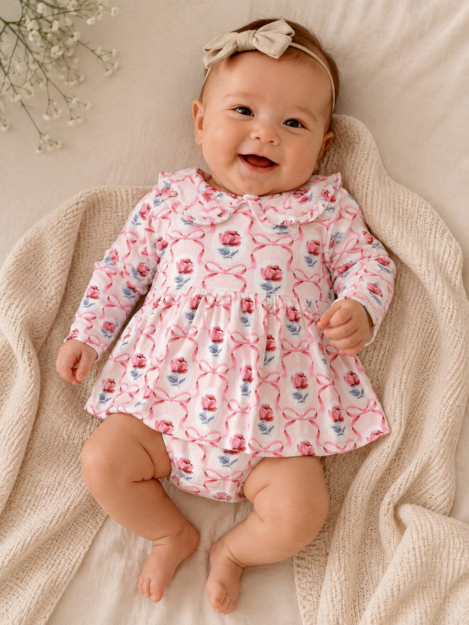 Peter Pan Ruffle Collar Bubble w/ Skirt, Leslie Rose