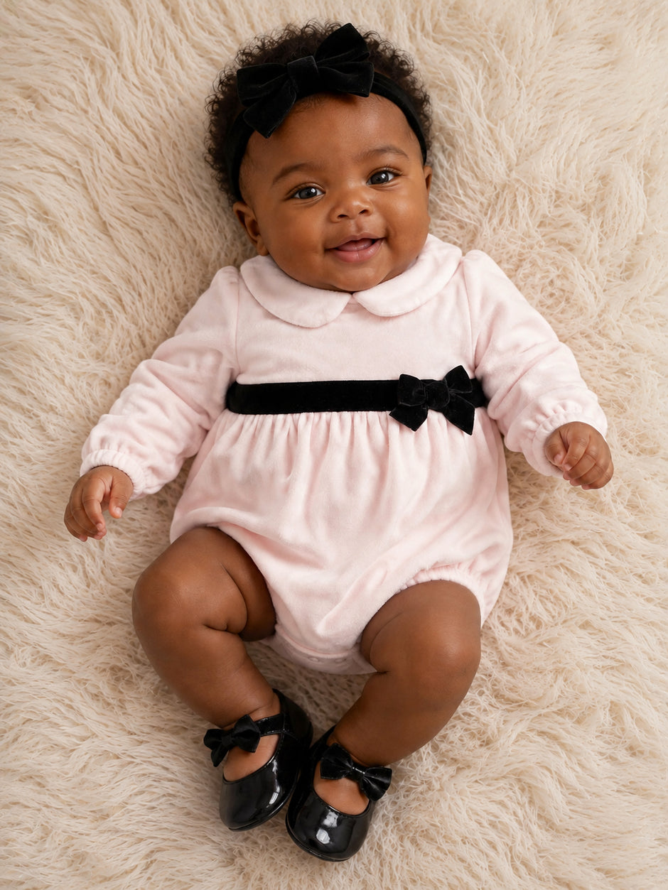Velour Peter Pan Collar Bubble, Soft Pink