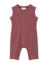 Light purple sleeveless baby romper featuring a button-down front and ribbed texture. Ideal for warm weather.