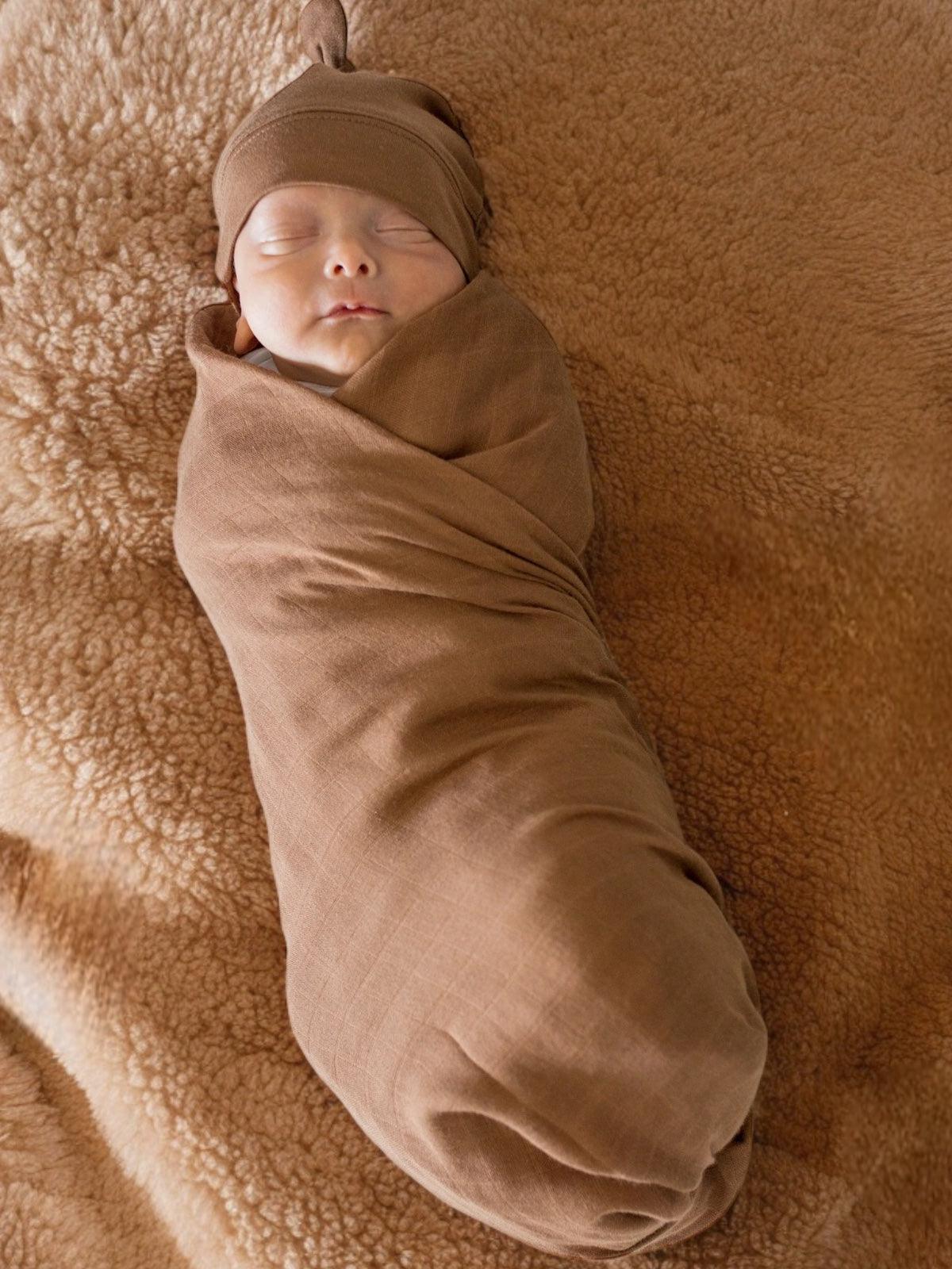 Hat & Swaddle Set, Tan SpearmintLOVE