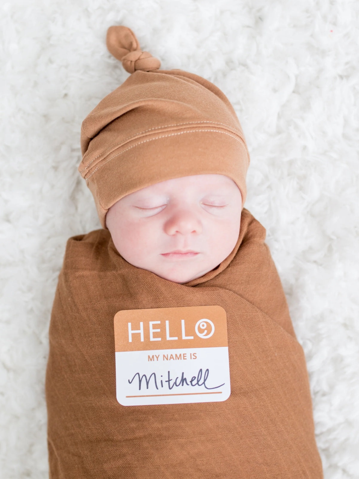 Hat & Swaddle Set, Tan SpearmintLOVE