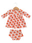 Organic Waffle Simple Dress & Bloomer, Blush Jack-O-Lantern