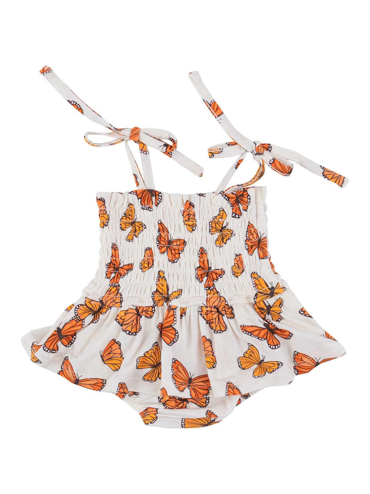 Smocked Bubble w/ Skirt, Mariposa Monarca Butterfly