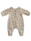 Tan Gingham / Organic Long Sleeve Bay Jumpsuit