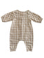 Tan Gingham / Organic Long Sleeve Bay Jumpsuit