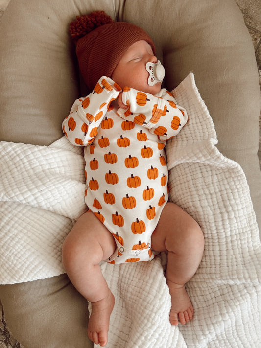 Pumpkin / Organic Long Sleeve Bodysuit