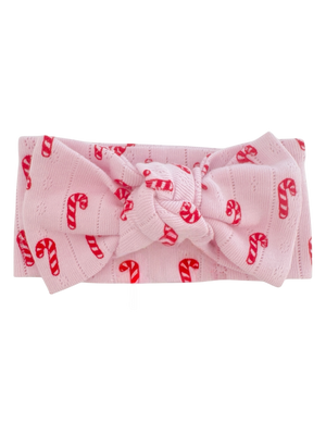 Pink Candy Cane / Organic Pointelle Bow