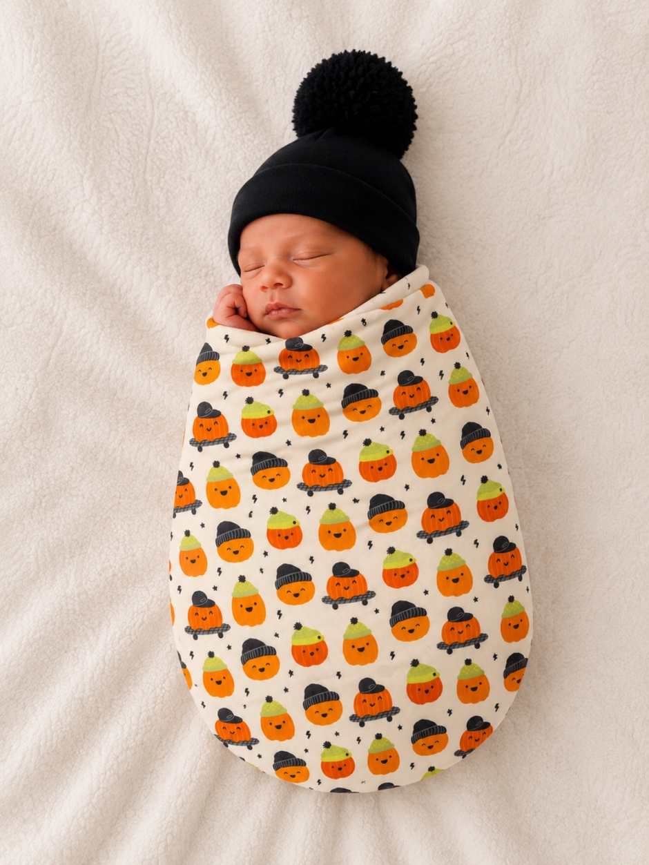 Stretch Swaddle Blanket, Pumpkin Buds