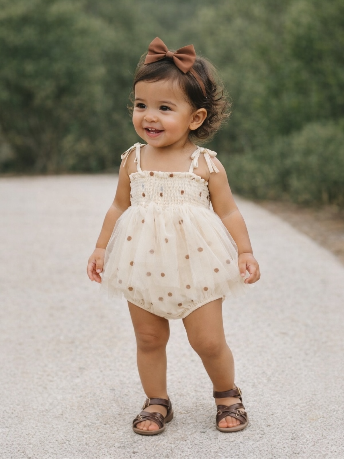 Muslin Tutu Bubble, Cashew Polka Dot  SpearmintLOVE