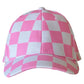 Kids Baseball Hat, Pink Checkerboard