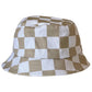 Kids Bucket Hat, Tan Checkerboard
